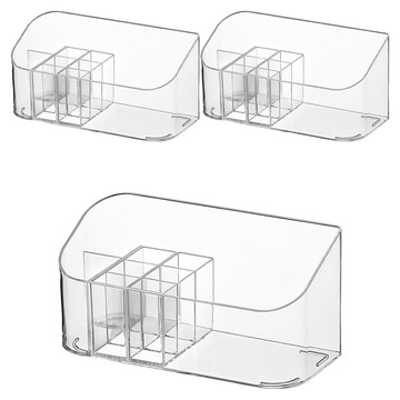 iSFun 簡約透視 可拆分隔桌上化妝品 文具收納盒  透明色  3個