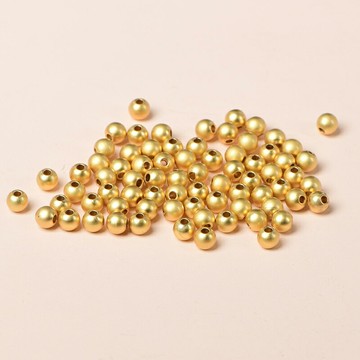 越南沙金配珠磨砂面小金珠啞光面金色隔珠diy手鏈飾品配件散珠子