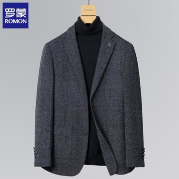 羅蒙條紋休閑羊毛西裝男冬季新款男士韓版修身小西服時尚單西外套