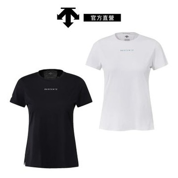 【DESCENTE】迪桑特 女士 透氣修身短袖T恤(黑色/白色)