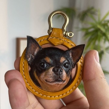 我的寵物訂製貓鑰匙圈皮雕寵物貓訂製真貓皮飾皮雕我的寵物鑰匙圈狗柴犬