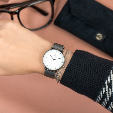【限時加碼・贈原廠錶帶】ND手錶 Native 本真 32mm Lille 深空灰殼×白面 深空灰米蘭錶帶 網格鈦鋼錶帶 Nordgreen 北歐設計師手錶 NR32GMMEGUXX 熱賣中!