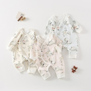 新生嬰兒蝴蝶衣純棉春秋四季款A類無骨初生寶寶哈衣爬服鑫弘-萌寶童裝可開發票