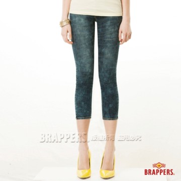 BRAPPERS 女款 新美腳Royal系列-彈性七分反摺褲-雪花深藍