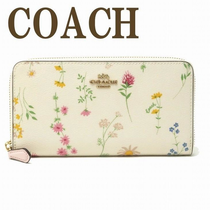 コーチ COACH 財布 レディース 長財布 花柄 ラウンドファスナー ピンク