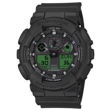 CASIO卡西歐 G-SHOCK 狂放能量 悍然無畏 雙顯錶款 醒目黑 GA-100BEG-1A_51.2mm