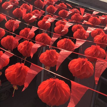 結婚戶外院子喜字拉花室外紅色三角旗串婚禮布置裝飾彩旗婚慶用品