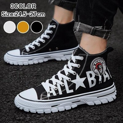 メンズ スニーカー 靴 キャンバス 厚底 疲れないカジュアルなハイトップキャンバスシューズ 秋冬 新作 通販 Lineポイント最大get Lineショッピング