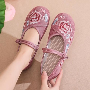 老北京布鞋女春秋新款2025年旗艦店官方官網淺口繡花懶人帆布鞋子