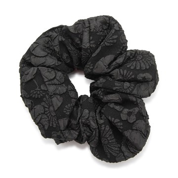 Ganni - Black Stretch Jacquard Scrunchie
