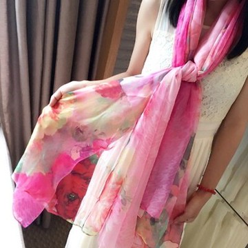 絲巾雪紡披肩-韓版流行純色典雅女配件2色73hw38【獨家進口】【米蘭精品】