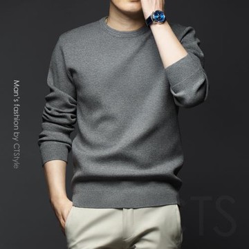 秋冬男士圓領針織衫毛衣內搭打底衫秋裝上衣2023新款男裝潮流衣服
