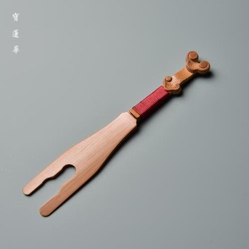 竹如意壺叉 竹壺叉 鐵壺叉 竹制鐵壺蓋叉 壺蓋叉 蓋插碳化茶壺夾