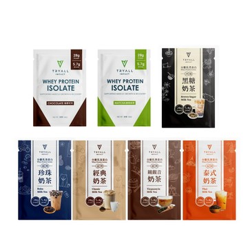 TRYALL 分離乳清蛋白10入 奶茶 可可 抹茶 泰奶 黑糖 珍奶 鐵觀音
