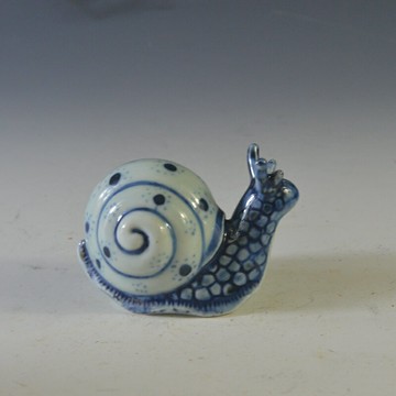 仿古瓷器 復古民國風格 青花蝸牛水滴 硯滴 古董古玩老貨舊貨收藏