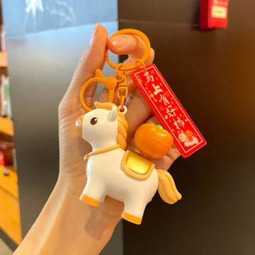 🔥臺灣出貨🔥馬上有錢財神爺鑰匙扣馬年吉祥物招財小馬掛件汽車鑰匙鏈書包掛飾