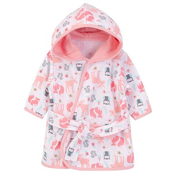 美國 luvable friends 嬰幼兒綁帶連帽浴巾/浴袍_粉色森林(LF52396)