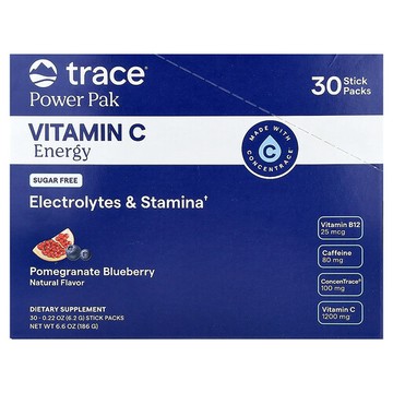 Trace, Power Pak，維生素 C 能量，石榴藍莓味，30 條，每條 0.22 盎司（6.2 克）。