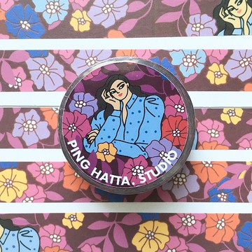 मासिक膠帶 潘堇花與女孩 和紙膠帶 Ping Hatta. Studio 品牌