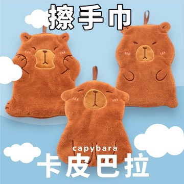 卡皮巴拉擦手巾 水豚君擦手巾 台灣現貨吸水手巾 珊瑚絨毛巾 造型擦手巾 加厚擦手巾【橙光小舖】