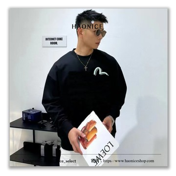 【HAO NICE】100%日本大阪正品 山根英彥EVISU 福神經典logo框架字母長袖 大學T