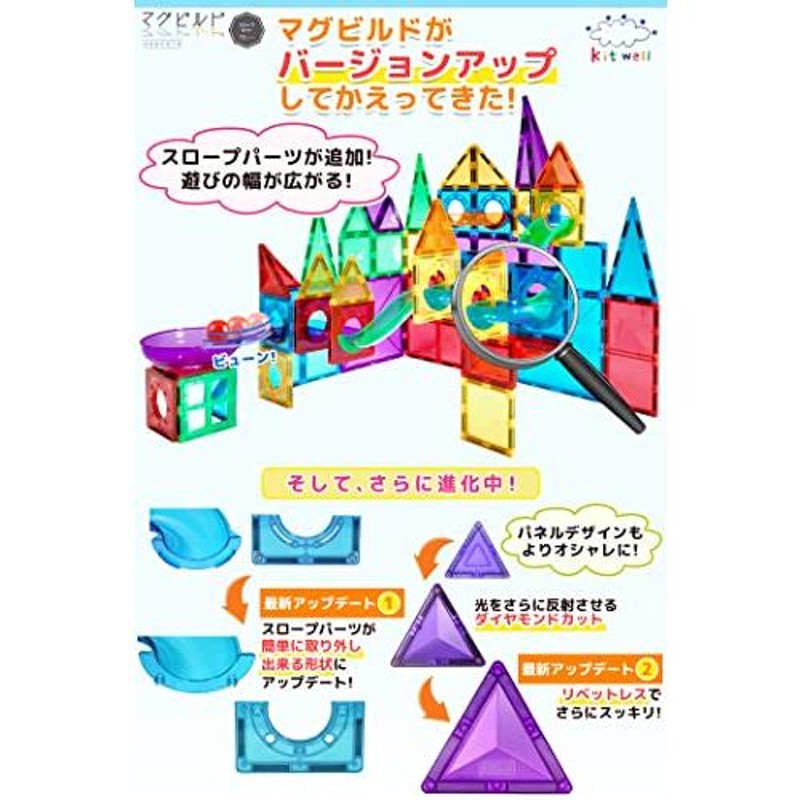 キットウェル マグビルド スロープセット 72ピース 知育玩具 ...