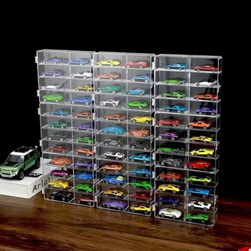 🔥臺灣出貨🔥風火輪收納盒 合金小汽車模型展示盒 TOMICA 1/64車模展示架 兒童玩具多美卡透明展示架