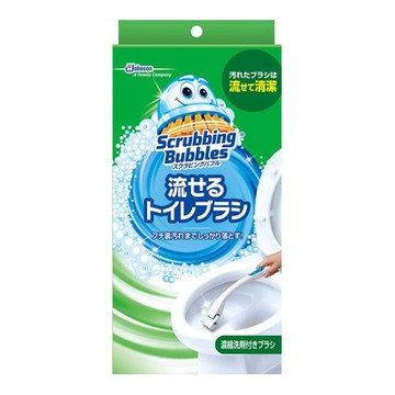 日本 SC Johnson莊臣 水溶性拋棄式馬桶清潔刷(刷柄1支+替換刷頭4支+底座1座)