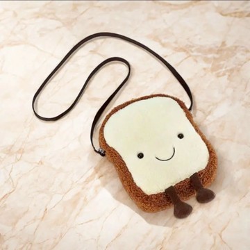 C家可愛卡通吐司包包柔軟可愛毛絨玩具玩偶斜挎包女生禮