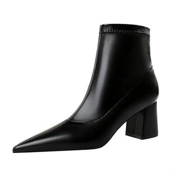 【Sp house】時尚品味淺口尖頭細高跟女短靴(2色可選)