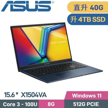 ASUS VivoBook 15 X1504VA-0611B100U (Core 3 100U/8G+32G/4TB SSD/W11/FHD/15.6)特仕