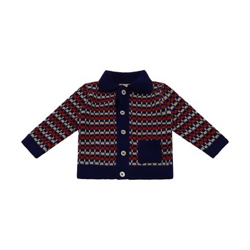 Gucci - Black And Red Cotton Knitted Tuck Cardigan