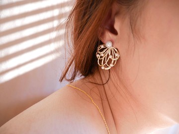 婚紗裙擺 兩戴式純銀耳環