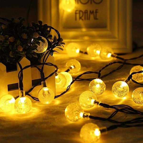 [拉拉百貨]太陽能2米20燈串 水晶球 戶外防水氣泡燈串 浪漫裝飾陽台櫥窗聖誕燈 婚慶浪漫閃燈