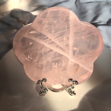 高質 雪花 莫桑比克 彩虹 透亮 粉晶碗 粉水晶 水晶 rose quartz