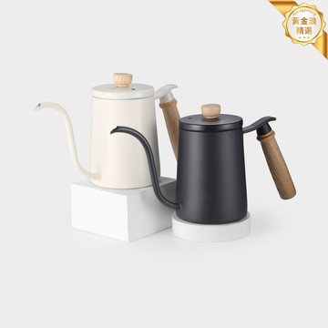 【加厚精工】手衝咖啡壺 304不鏽鋼壺 滴漏式咖啡壺 手衝壺 細長壺嘴 實木防燙手柄 600ML容量 家用咖啡沖泡