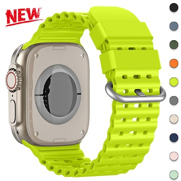 海洋矽膠錶帶錶帶兼容 Apple watch Ultra 3 49mm 45mm 46mm 42mm 44mm Seri