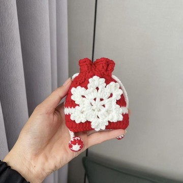🔥新品🔥手工束口diy耳機編織零錢毛線鉤織材料聖誕節雪花材料包束口包diy材料包 精緻聖誕周邊 手作心意禮物