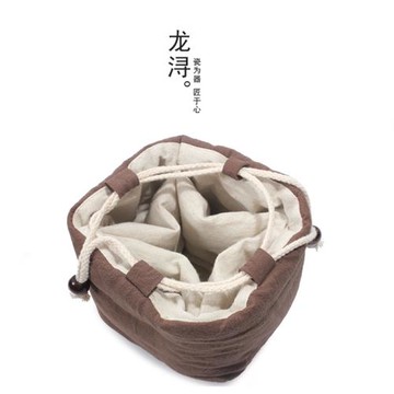 龍潯一壺四杯麻布收納袋茶杯袋茶壺袋抽繩布袋便攜旅行加棉茶具包