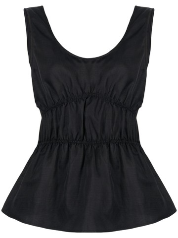 Goen.J - ruched sleeveless top - women - Viscose/Linen/Flax/Cotton - S - Black