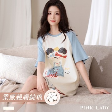 Pink Lady 純棉 短袖成套睡衣 工匠小狗 兩件式 女睡衣 短袖短褲 插肩袖 春夏 居家服 67265