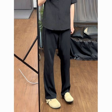 Blie 西裤男 裤子 长裤 休閒褲 直筒褲美式馬吉拉黑色西褲男高級感垂感冰絲褲子夏季薄款休閑帥氣直筒褲