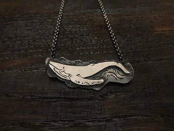 悠遊海洋座頭鯨銀項鍊