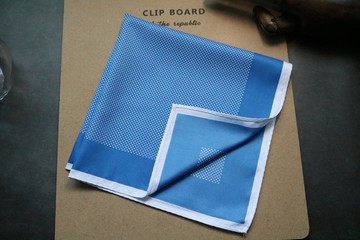 重磅桑蚕丝口袋巾浅蓝色波点真丝手帕丝巾垂坠