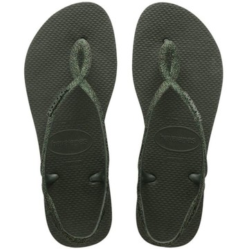 havaianas 哈瓦士 巴西人字拖 女款 Luna Premium 金蔥綠 8字涼鞋 夾腳拖 海灘鞋【南風百貨】