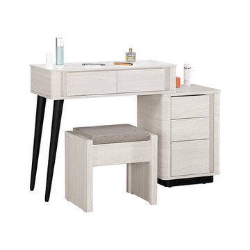 Boden-奧菲3.7尺多功能伸縮岩板化妝桌/書桌(附收納化妝椅-寬80~110公分)-110x40x76cm