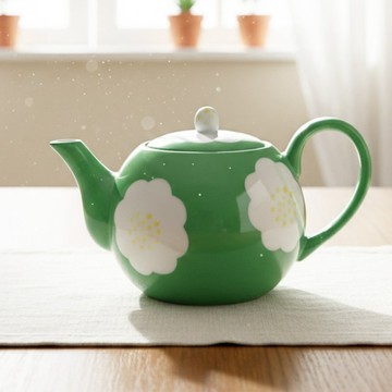 萌黃花繪 茶壺【美濃燒】