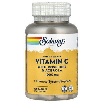 Solaray, 緩釋維生素 C，含玫瑰果和針葉櫻桃，1,000 毫克，100 片