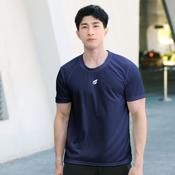 GIAT - 男女盾形速乾排汗衣-短袖款-深藍
