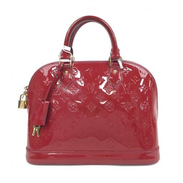 louis vuitton紅色漆皮壓紋老花貝殼手提包
